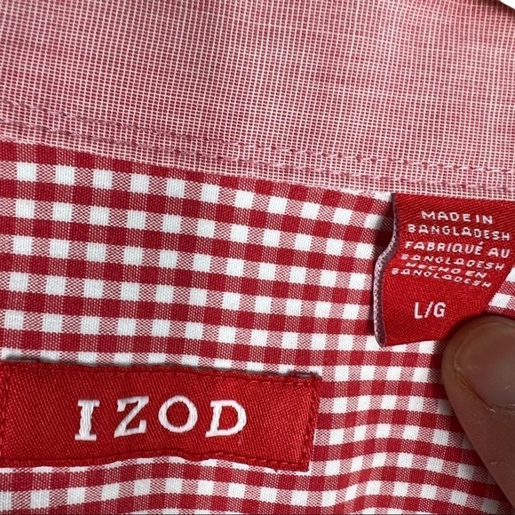 IZOD Button down red and white gingham long sleeve Size L - Picture 5 of 7